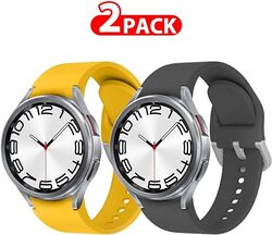 MARGOUN 2 Pack Band for Samsung Galaxy Watch 6/Watch 5/Watch 4 Bands 40mm 44mm/Watch 6 Classic 47mm 43mm/Watch 5 Pro Bands 45mm for Women Men, 20mm Soft Silicone Sport Strap Replacement Band