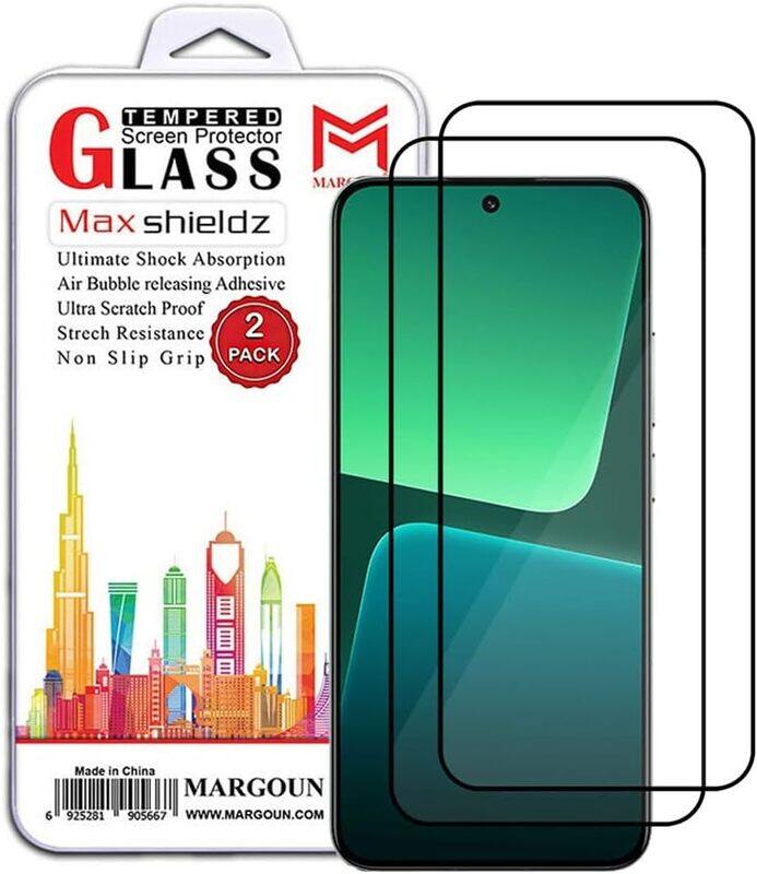 

MARGOUN 2 Pack for Xiaomi Mi 13 Screen Protector Side Black Tempered Glass 9H Hardness Anti Finger-Print