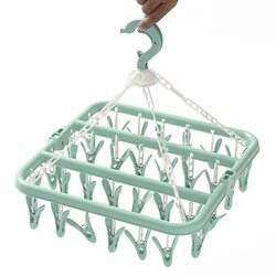 Clothes Drying Rack Laundry Hanger with 32 Clips, Green