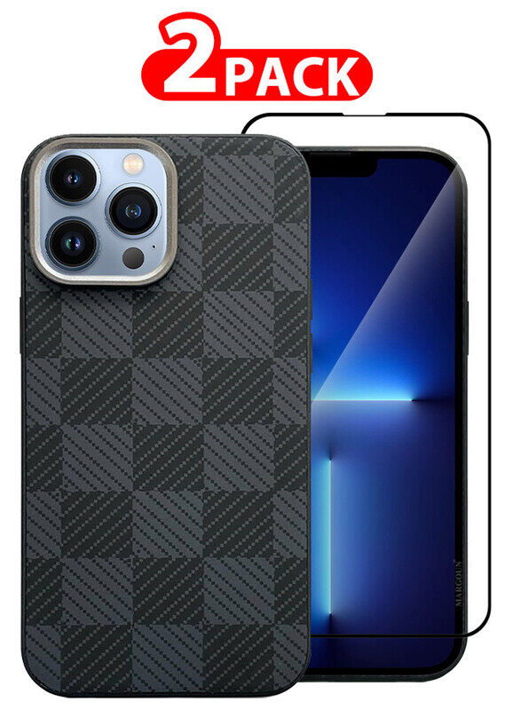 

MARGOUN for iPhone 13 Pro Max Case Cover and Screen Protector 2024 New Pattern Aramid Carbon Fiber Phone Case Slim & Light Design