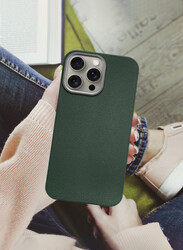 MARGOUN for iPhone 15 Pro Case Cover Leather Case with Lens Frame Shockproof Full Body Protective Cover Green