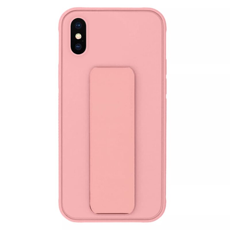 Margoun Apple iPhone XS Max Multi-Function Shockproof Protective Two-In-One Finger Grip Holder Mobile Phone Case Cover, Light Pink