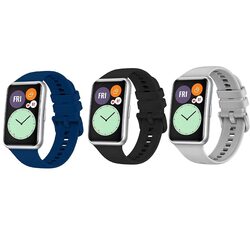 Margoun Silicone Sport Watch Band for Huawei Fit 2, 3 Piece, Navy Blue/Black/Light Grey
