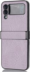 MARGOUN For Samsung Galaxy Z Flip 3 Luxury Leather Case Crocodile Skin Pattern Anti-Scratch Foldable Cover (Purple)