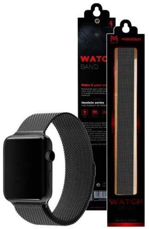 Margoun Stainless Steel Milanese Loop Alloy Replacement Strap for Apple Watch Band 42mm/44mm, Black