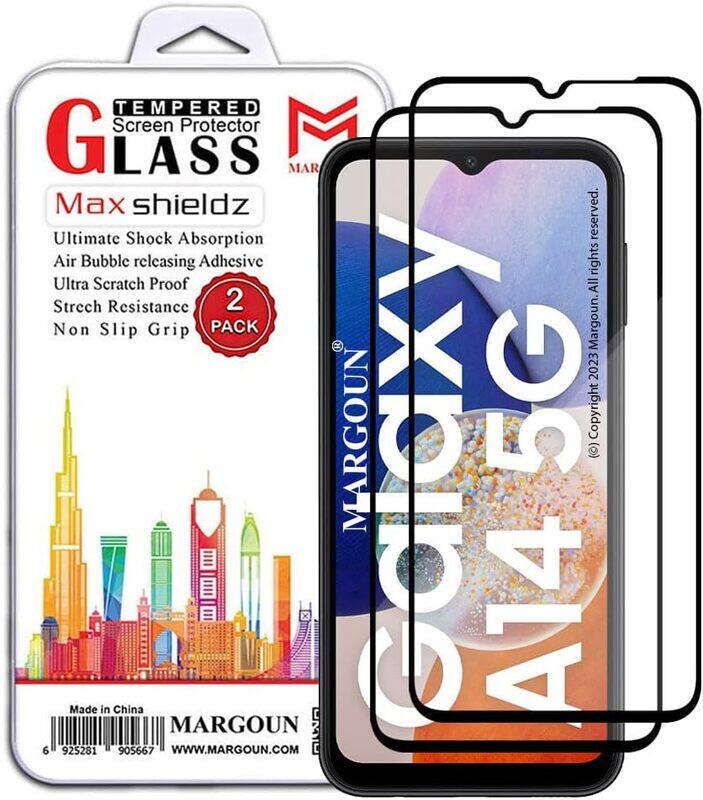 

MARGOUN 2 Pack for Samsung Galaxy A14 5G Screen Protector Side Black Tempered Glass 9H Hardness Anti Finger-Print