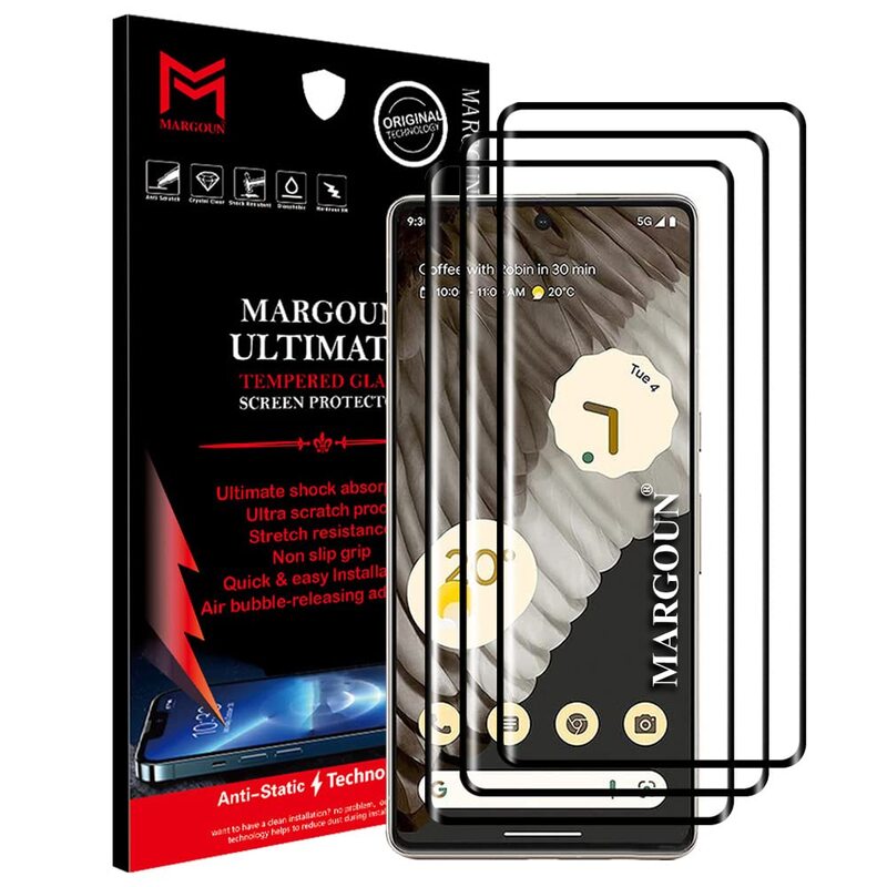 Margoun Google Pixel 7 Pro Screen Protector Tempered Glass, 3 Pieces, Clear