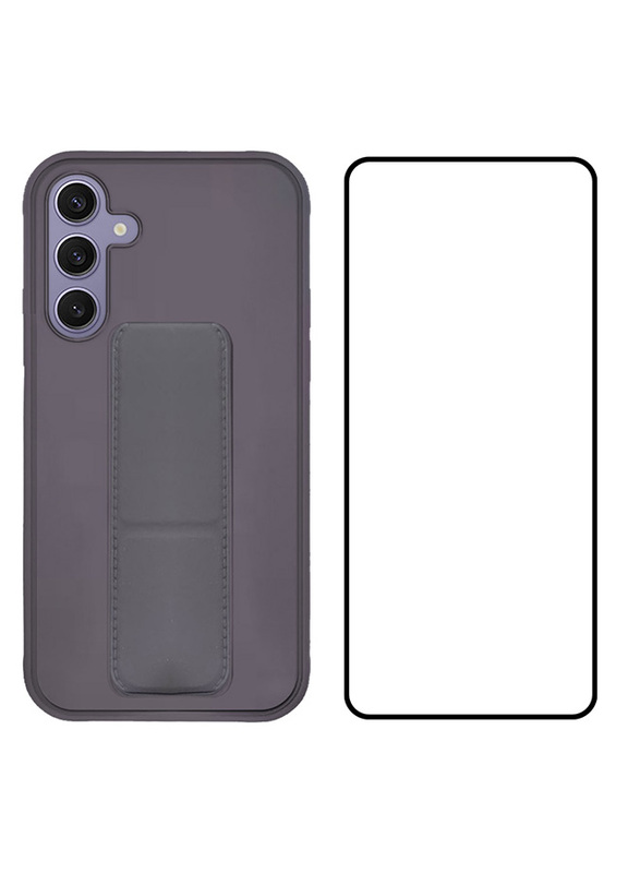 MARGOUN 2 Packs For Samsung Galaxy S24 Plus Case and Screen Protector Magnetic Stand and Holder Premium Silicone Vertical and Horizontal Hand Strap Grip Multi Stand Cover Dark Purple