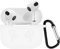 MARGOUN for Airpods 3 Case Cover Silicone with Clip, Airpods 3 Case 2021 3rd Generation (White)