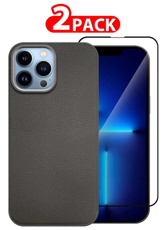 

MARGOUN for iPhone 13 Pro Max 2 Pack Case Cover and Screen Protector Leather Case with Lens Frame Shockproof Full Body Protective Cover Crimson