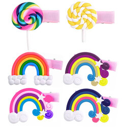 MARGOUN 6 Packs For Hair Clips Cloud Ornaments and Lollipop Colourful Flatback Polymer Hair Clips