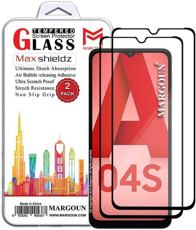 

MARGOUN 2 Pack for Samsung Galaxy A04S Screen Protector Side Black Tempered Glass 9H Hardness Anti Finger-Print