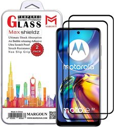 MARGOUN 2 Pack for Moto E32 Screen Protector Side Black Tempered Glass 9H Hardness Anti Finger-Print