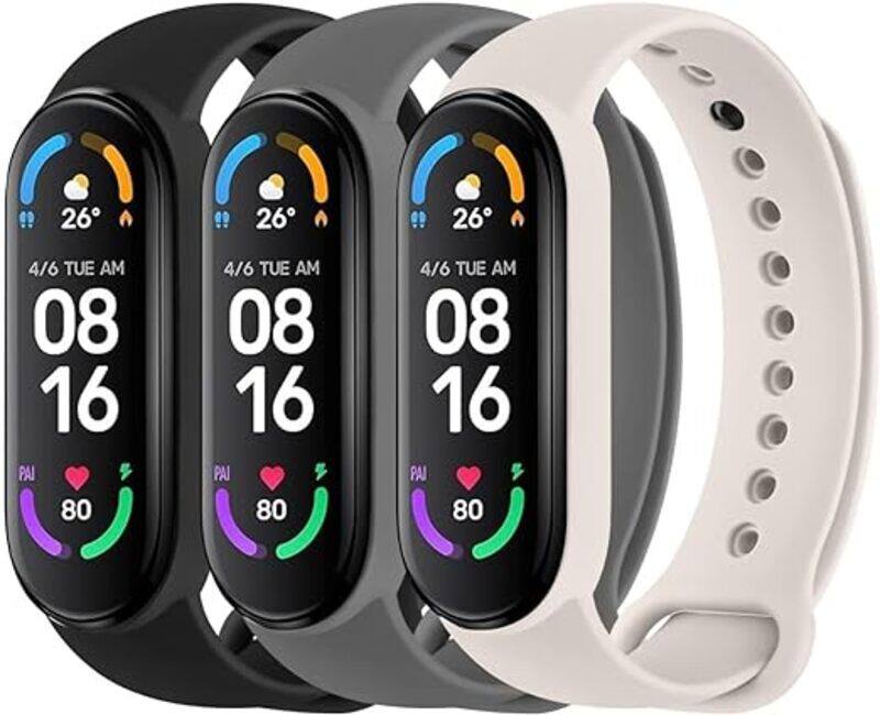 

MARGOUN Bundle 3 Pack for Xiaomi Mi Band 6 Strap/Mi Band 5 Silicone Watch Band Smartwatch Wristband Replacement Accessories Strap Bracelet