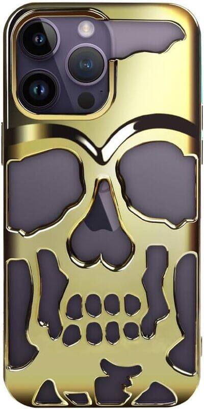 

MARGOUN for iPhone Case TPU 3D Skull Protective Cover Fashion Cute Cellphone Case (Gold, iPhone 14 Pro)