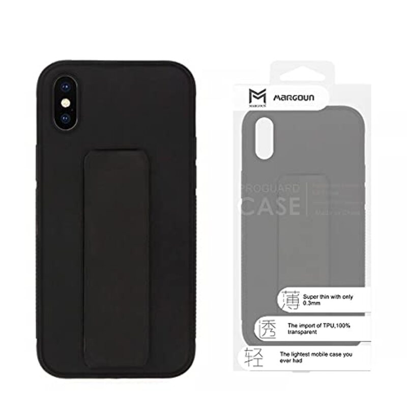 Margoun Apple iPhone X/XS Finger Grip Holder Mobile Phone Case Cover, Black