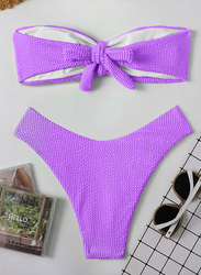 MARGOUN Medium Size Women's High Waist Swimsuit Women's Bandeau Lingerie Set Swimsuits Beachwear Set Purple/ M(Bust 86-91/Waist 66-71/Hip 91-96)/M8812