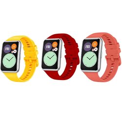 Margoun Silicone Sport Watch Band for Huawei Fit 2, 3 Piece, Yellow/Red/Orange