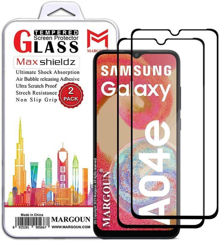 

MARGOUN 2 Pack for Samsung Galaxy A04E Screen Protector Side Black Tempered Glass 9H Hardness Anti Finger-Print