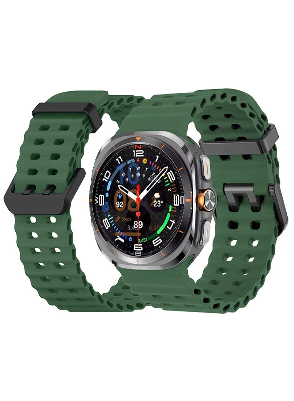 MARGOUN for Samsung Galaxy Watch 7 Ultra 47mm Silicone Band Soft Ocean Silicone Sport Strap Replacement Accessory Green