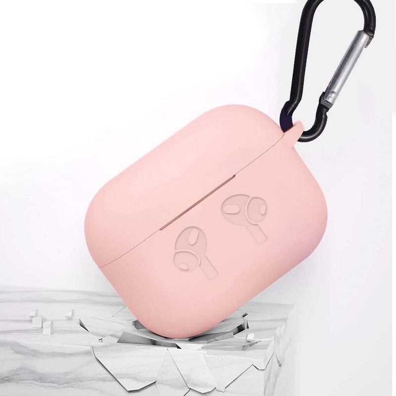 MARGOUN for Airpods 3 Case Cover Silicone with Clip, Airpods 3 Case 2021 3rd Generation (Sand Pink)