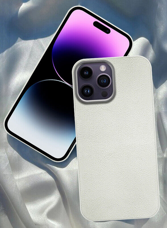 

MARGOUN for iPhone 14 Pro Max Case Cover Leather Case with Lens Frame Shockproof Full Body Protective Cover White