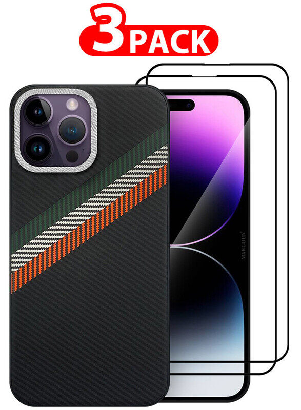 

MARGOUN for iPhone 14 Pro Max 3 Pack Case Cover and 2 Screen Protectors Carbon Fiber Pattern Phone Case Slim Shockproof Back Cover