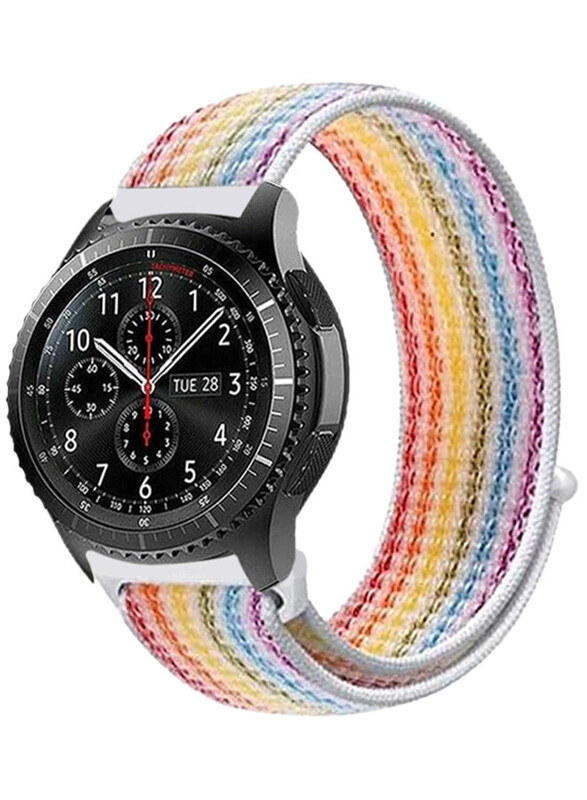 MARGOUN 22mm Nylon Strap,Compatible with Huawei GT/Huawei GT2 (46mm) /Huawei GT2 Pro/Samsung Galaxy Watch (46mm) and Galaxy Watch 3 (45mm) Sport Wristband Strap Rainbow