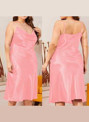 MARGOUN XXXL Silk Nightgown for Spring and Summer Pajamas with Suspenders Sleepwear Night Dress Light Pink /XXXL(bust 122cm-128cm/waist 108cm-114cm)/DQ1630