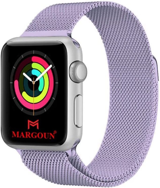 Margoun Stainless Steel Magnetic Band for Apple Watch 41mm/40mm/38mm, 3 Piece, Brown/Yellow/Purple