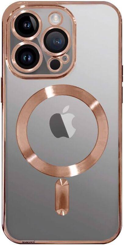 

MARGOUN For iPhone 15 Pro Case Compatible with Magsafe Magnetic Wireless Charging Case Clear designed Crystal Cover (15 Pro Rose Gold)