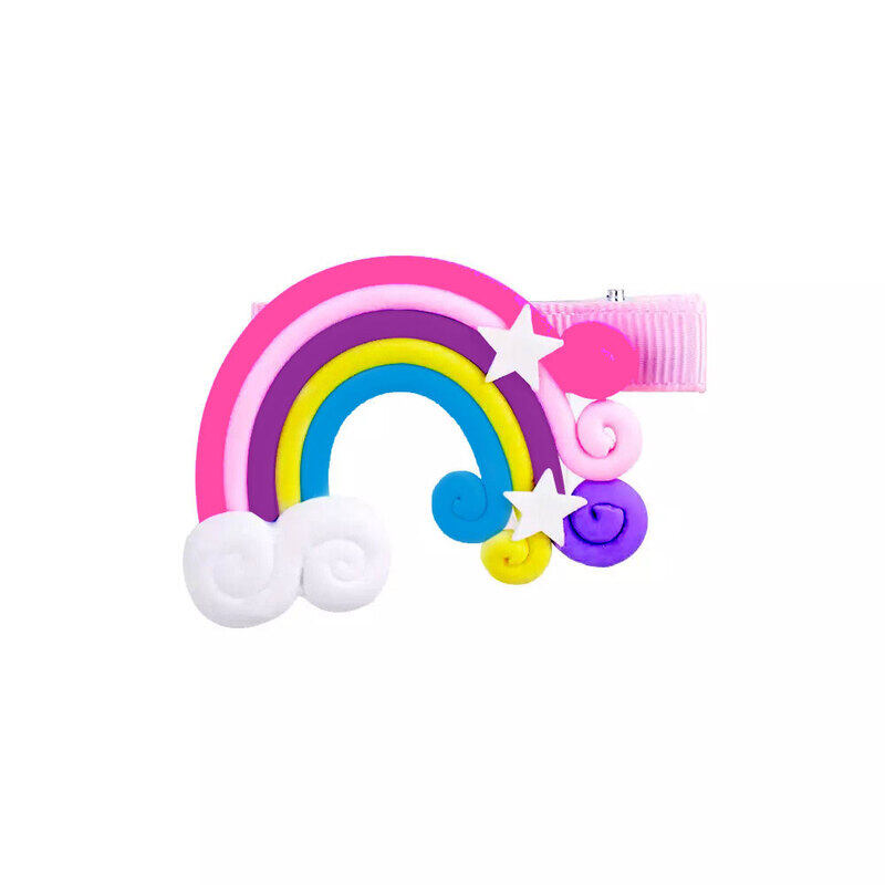 MARGOUN 6 Packs For Hair Clips Cloud Ornaments Colourful Flatback Polymer Rainbow Cloud Clips