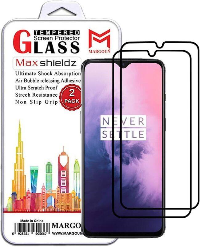 

MARGOUN 2 Pack for ONEPLUS 7 Screen Protector Side Black Tempered Glass 9H Hardness Anti Finger-Print