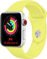 Margoun Soft Silicone Band for Apple Watch 49mm/45mm/44mm/42mm, 3 Piece, Yellow/Grey/Beige