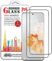 MARGOUN 2 Pack for HUAWEI P60 Pro Screen Protector Side Black Tempered Glass 9H Hardness Anti Finger-Print