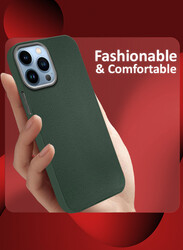 MARGOUN for iPhone 13 Pro Max Case Cover Leather Case with Lens Frame Shockproof Full Body Protective Cover Green