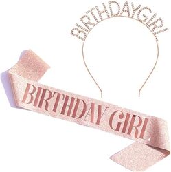 MARGOUN Birthday Headbands Birthday Satin Sash and Tiara Birthday Crown for Girls Women Birthday Party Supplies - A13