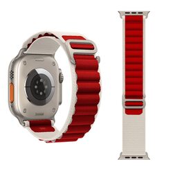 Margoun Alpine Loop Band for Apple Watch 49mm/45mm/44mm/42mm Nylon, White/Red