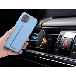 Margoun Apple iPhone 11 Pro Max Multi-Function Shockproof Protective Two-In-One Finger Grip Holder Mobile Phone Case Cover, Light Blue