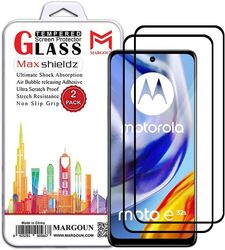 MARGOUN 2 Pack For Motorola Edge 32s Screen Protector Side Black Tempered Glass 9H Hardness Anti Finger-Print