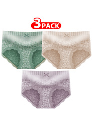 Margoun 3 Packs Women's Large Size Lace Panties with High Waist Comfortable and Stylish Underwear for a Flattering Silhouette L(waist 64-72/Weight 55 - 65kg) - MGU03