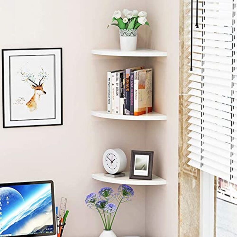 Margoun 3-Tier Storage Shelves Corner Organizer, 16cm, White