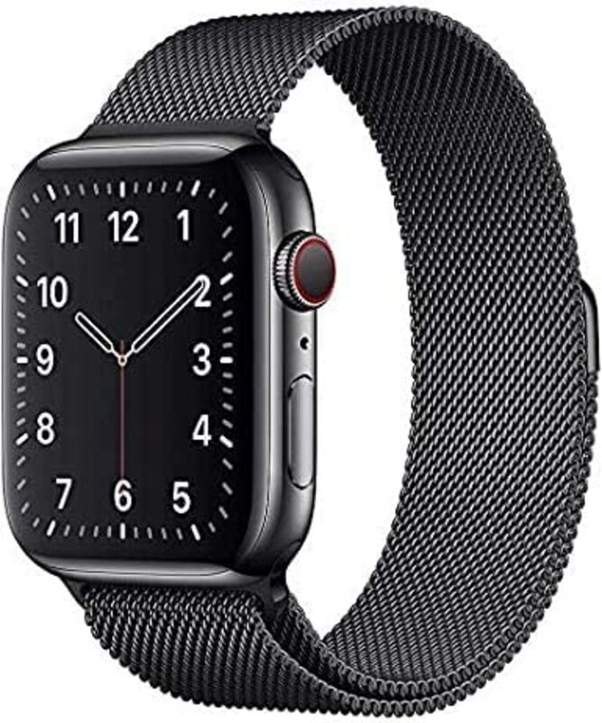 Margoun Stainless Steel Milanese Loop Alloy Replacement Strap for Apple Watch Band 42mm/44mm, Black