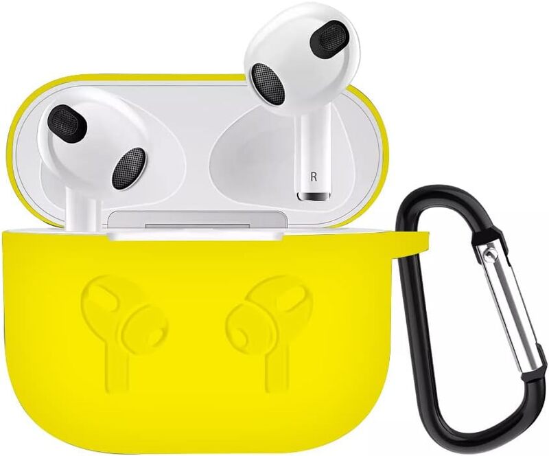 MARGOUN for Airpods 3 Case Cover Silicone with Clip, Airpods 3 Case 2021 3rd Generation (yellow)