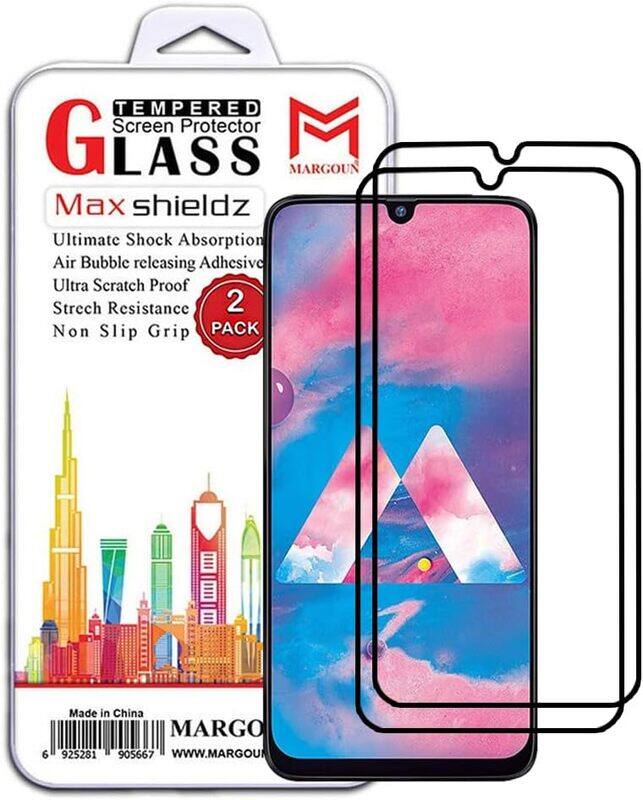 

MARGOUN 2 Pack for Samsung A30 Screen Protector Side Black Tempered Glass 9H Hardness Anti Finger-Print
