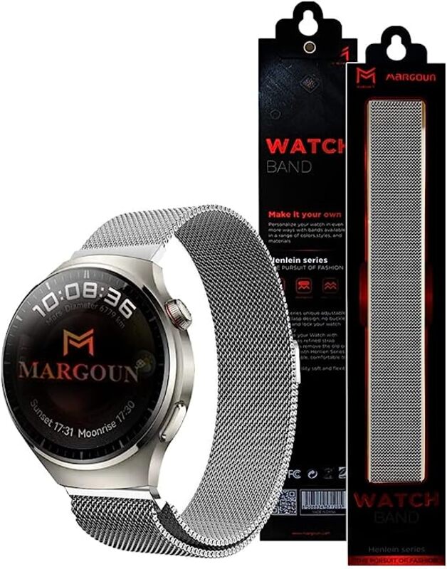 MARGOUN for Huawei Watch 4/4 Pro Metal Milanese Watchband 22mm - Silver