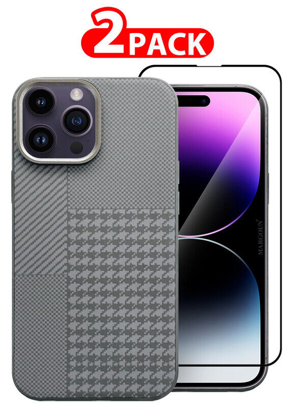 

MARGOUN for iPhone 14 Pro Max Case Cover and Screen Protector 2024 New Pattern Aramid Carbon Fiber Phone Case Slim & Light Design