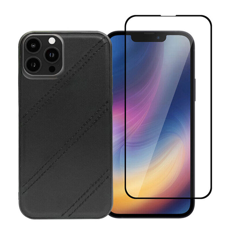 

MARGOUN 2 Pack for iPhone 13 Pro Case Cover with Screen Protector Tempered Glass, Full Protection Back Case Dale Series - Black
