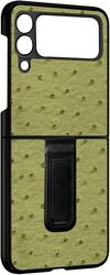 MARGOUN For Samsung Galaxy Z Flip 3 SHD Luxury Leather Case Crocodile Skin Pattern Cover with Foldable Kickstand (Green)