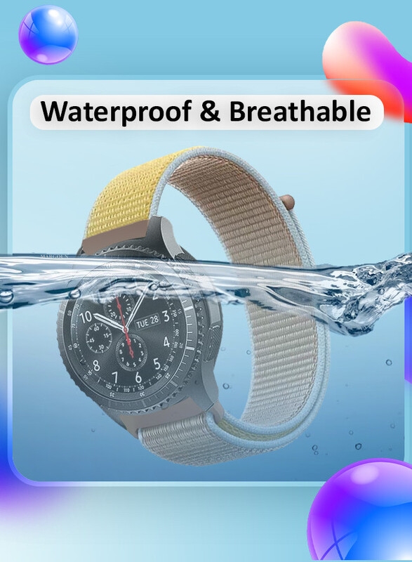 MARGOUN 22mm Nylon Strap,Compatible with Huawei GT/Huawei GT2 (46mm) /Huawei GT2 Pro/Samsung Galaxy Watch (46mm) and Galaxy Watch 3 (45mm) Sport Wristband Strap Yellow/Blue